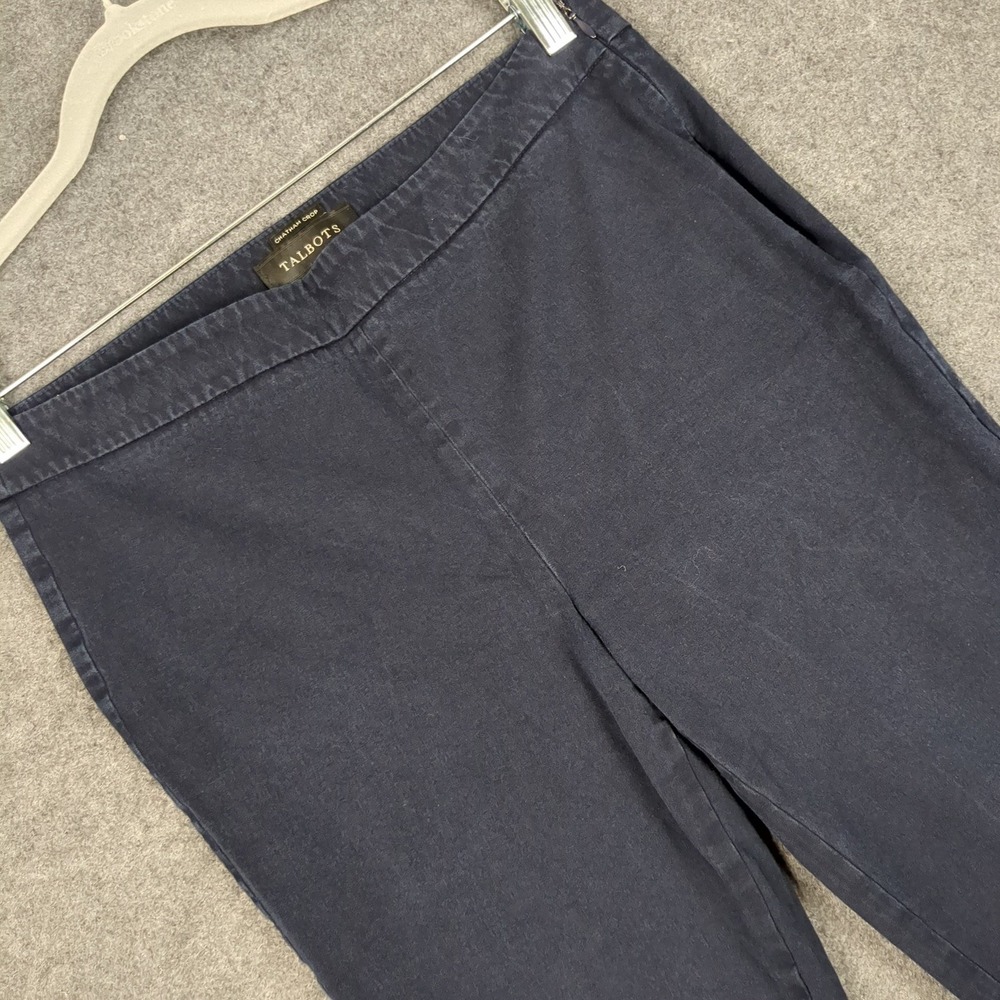 Talbots Chatham Crop Pants Womens 6 Navy‎ Blue Side Zip Stretch Tapered Trousers